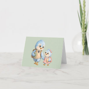 Dankeskarten für kleine süße blaue Vogelschwestern Dankeskarte