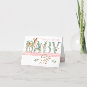 Dankeskarten für Mädchen-Wald-Rehkitz-Baby-Party Dankeskarte