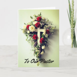 Dankeskarten für Pastoren mit Blumenkreuz Karte