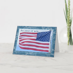 Dankeskarten für Soldaten mit amerikanischer Flagg Dankeskarte