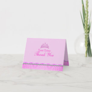 Dankeskarten für süße 16 mit rosa Tiara Dankeskarte