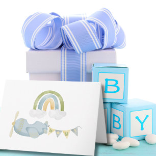 Dankeskarten für Vintage-Flugzeug-Baby-Party Dankeskarte