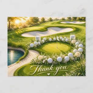 Dankeskarten-Hochzeit für Golfer mit Wasserfarben- Postkarte