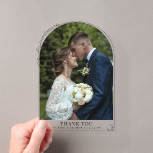 Dankeskarten-Hochzeitsfoto mit floraler Bogen-Kons Acryleinladungen