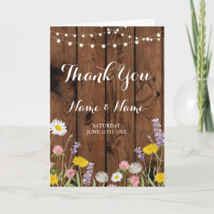 Dankeskarten Holz Braut Wilde Blumen Hochzeit Dankeskarte