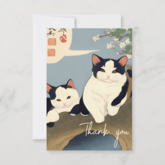 Dankeskarten – Japanische Katzen im Kirschblüten-S Dankeskarte