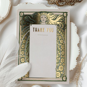 Dankeskarten Kunststil Art Nouveau Mucha Vintage D Folieneinladung