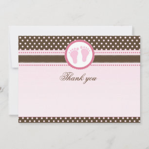 Dankeskarten leer rosa braun Baby Shower Einladung