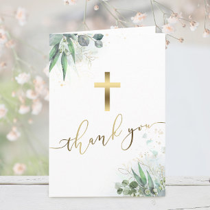 Dankeskarten mit Aquarell-Grün und religiösen Moti Karte
