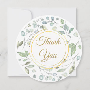 Dankeskarten mit Blumenschriftzug in Gold