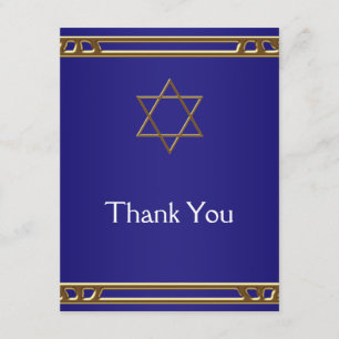 Dankeskarten mit Davidstern in Navyblau und Gold Dankeskarte