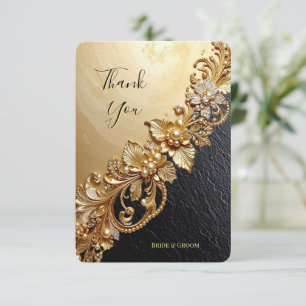 Dankeskarten mit goldenen floralen Verzierung Dankeskarte