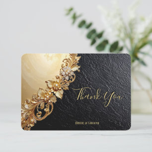 Dankeskarten mit goldenen floralen Verzierungen Dankeskarte