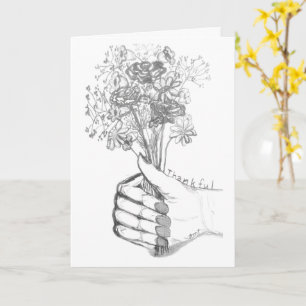 Dankeskarten mit handgezeichnetem Blumenstrauß Karte