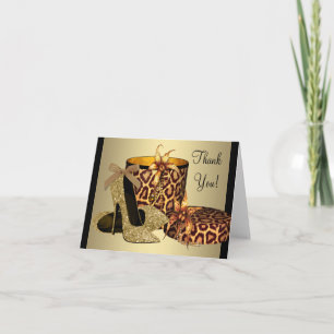 Dankeskarten mit hohen Absätzen Gold Leopard Dankeskarte