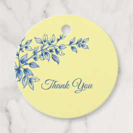 Dankeskarten mit marineblauer und gelber floraler  geschenkanhänger