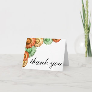 Dankeskarten mit Pastellblumen Mint Korallen-Rosa Dankeskarte