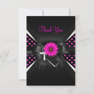 Dankeskarten Polka Dot Schwarz Weiß Pink Dankeskarte