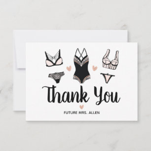 Dankeskarten-Set für Lingerie-Junggesellinnenabsch Dankeskarte
