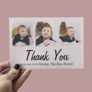 Dankeskarten-Set mit drei Fotos für die Babyparty Einladung