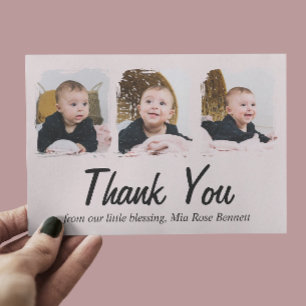 Dankeskarten-Set mit drei Fotos für die Babyparty Feiertagskarte