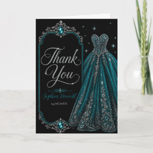 Dankeskarten Sweet 16 Teal Jewel Dankeskarte