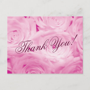 Dankeskarten zur Hochzeit mit rosa Rosenblüten Postkarte