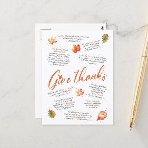 Dankfest-Bibelverse mit Herbstlaub Postkarte
