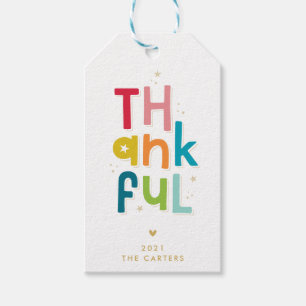 DANKFUL Erntedank Moderner, leuchtend bunter Typ Geschenkanhänger