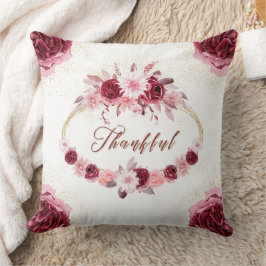 DANKFUL Extravagantes Skript Burgundy Floral Gold Kissen