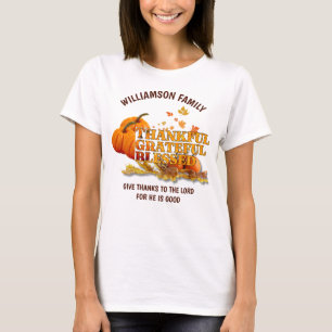 DANKFUL GRATEFUL BLAESSED Christlicher Erntedank T-Shirt