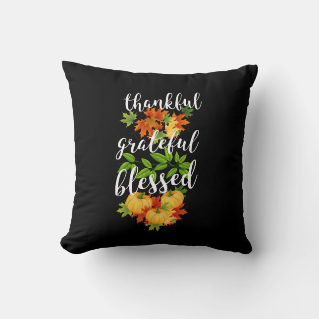 DANKFUL GRATEFUL BLAESSED ERNTEDANK KISSEN (Vorderseite)