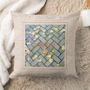 DANKFUL Herbstlaube Sidewalk Burlap Foto Art Kissen