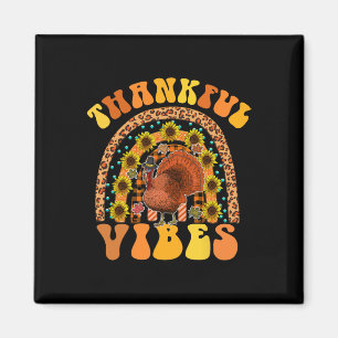 DANKFUL VIBES Rainbow Turkey Fall Retro Groovh Magnet