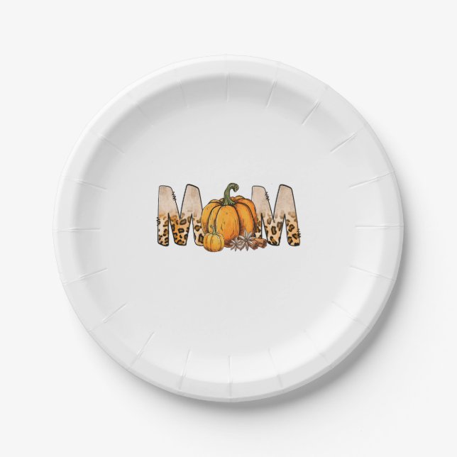 Danksagende Mama Pumpkin Leopart Pappteller (Vorderseite)