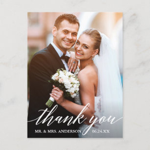 Danksagung Hochzeit Braut Bräutigam Foto Kalligraf Postkarte