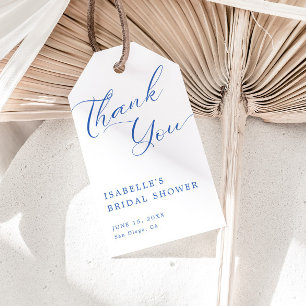 Danksagung Hochzeitsshower Blaue Schrift Geschenkanhänger