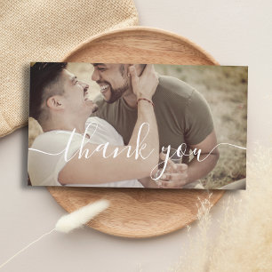 Danksagungs-Kalligrafie-Hochzeit-schwule-Foto-Noti Mitteilungskarte