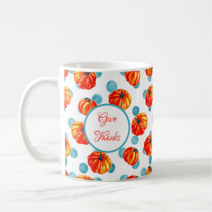 Danksagungs-Wasserfarbe Orange Kürbisse Blaue Punk Kaffeetasse