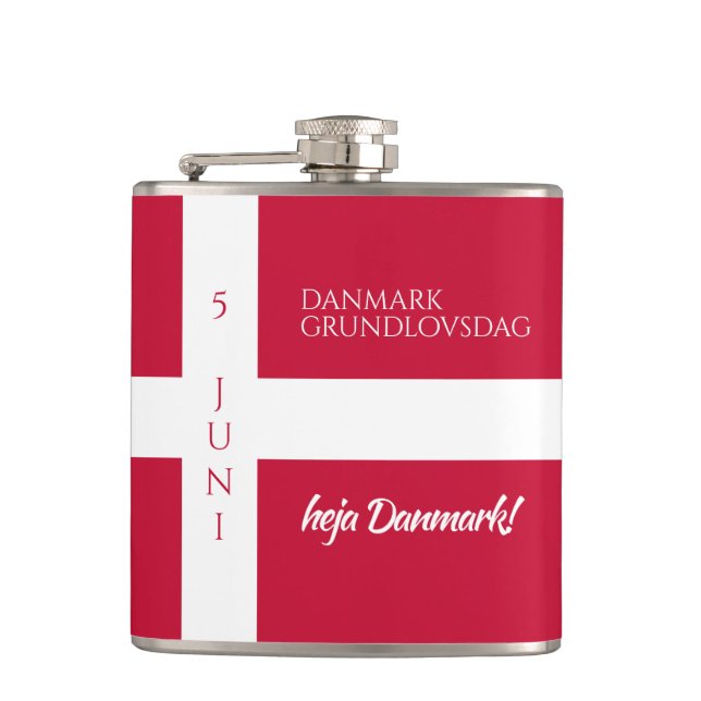 Danmark Grundlovsdag Flag zum dänischen Nationalta Flachmann (Vorderseite)