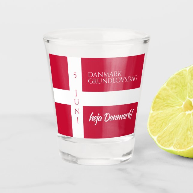 Danmark Grundlovsdag Flag zum dänischen Nationalta Schnapsglas (Vorderseite)