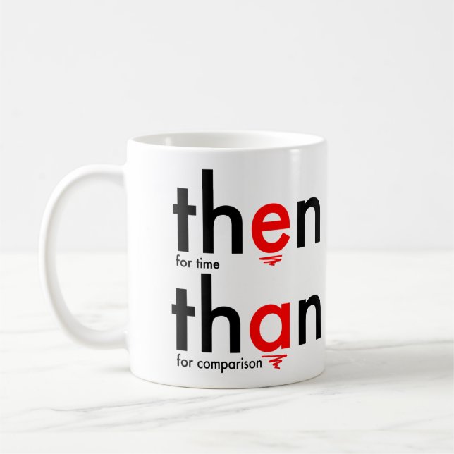 Dann als Grammatik-Tassen-Nerdy Kaffeetasse (Links)