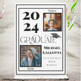 Dann & Jetzt 2 Foto Abschluss Jahr Bold Graduate Einladung