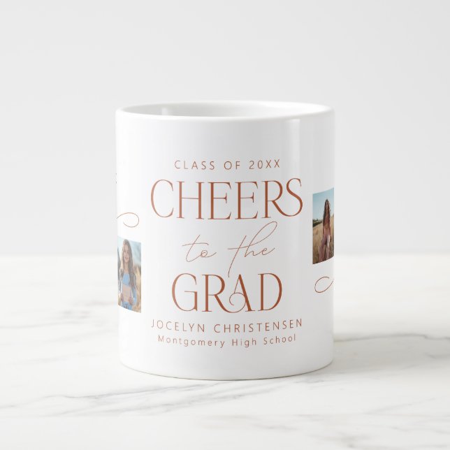 Dann & Jetzt Foto Collage Abschluss Geschenk Jumbo-Tasse (Vorderseite)
