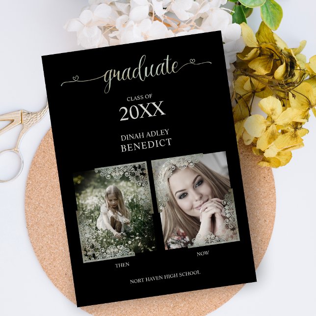 Dann & Jetzt Fotos Graduierung Ankündigung auf Sch (Von Creator hochgeladen)