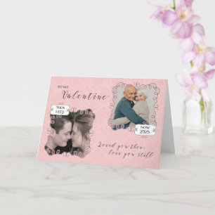 Dann & Jetzt Valentine Couple Custom Foto/Date Karte