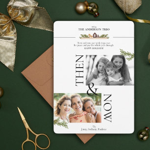 Dann & Jetzt Weihnachts-Fotokarte Einladung