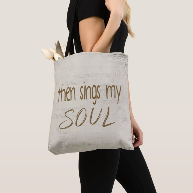 "Dann singt mein Soul" Text auf Notenschrift Tasche (Von Nahem)
