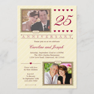 Dann und jetzt 25. Hochzeitstag Einladung