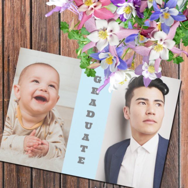 Dann und jetzt 2 Foto Abschluss Einladung (Von Creator hochgeladen)